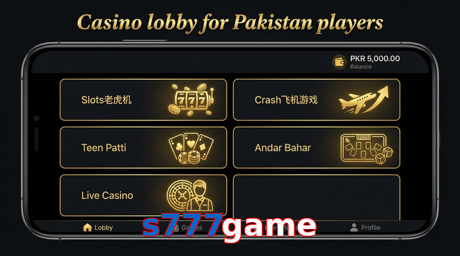 Lobby view of S777game for Pakistan users